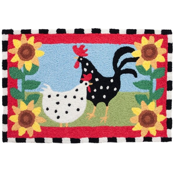 Perspectiva 20 x 30 in. Funky Chickens Rug PE2586434 - main